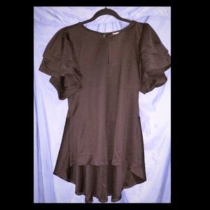 Flowy Black Top with ruffle sleeves